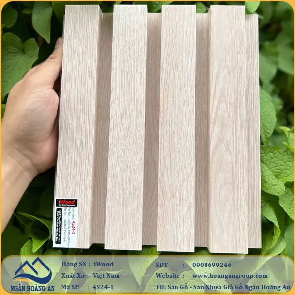 Lam 4 Sóng Cao Nhựa Giả Gỗ Ốp Tường Ốp Trần iWood 4S24